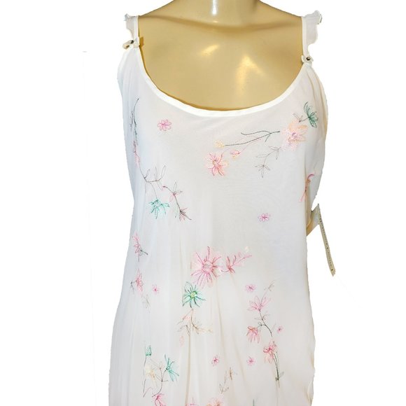 💕 New Vintage White Floral Embroidered Linea Donatella Slip Chemise & Robe Set - Picture 6 of 15